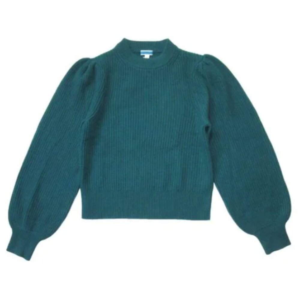 J Crew 100% Cashmere puff-sleeve mockneck sweater